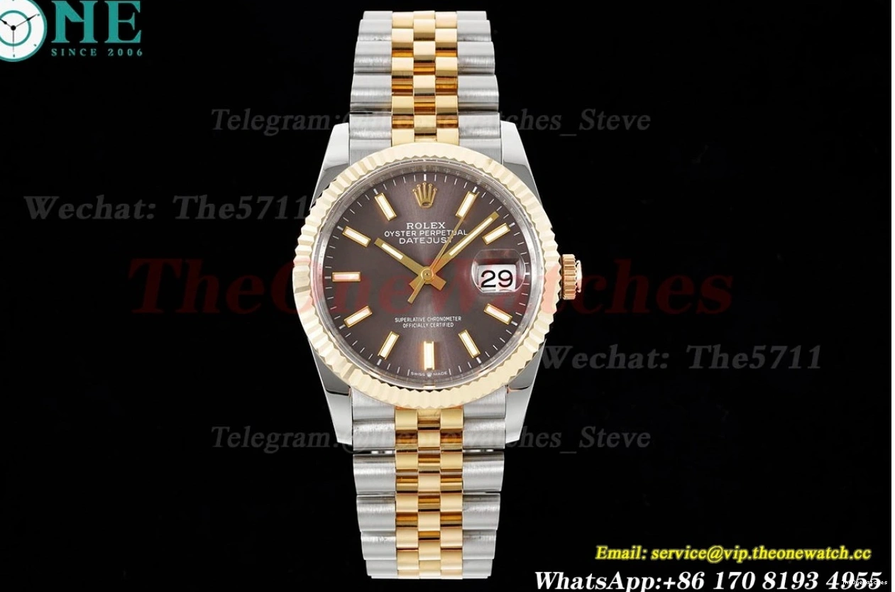 A2836 SS 126233 Brown 904L YG Stk Jub 36MM Datejust Wrapped GMF 1221
